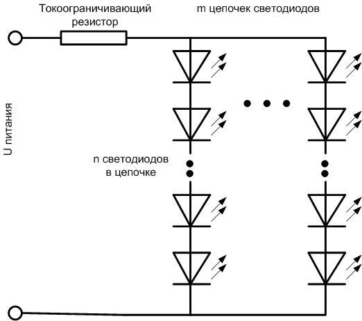 схема включения светодиодов.