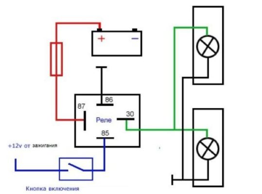 Четырехконтактное реле 12в схема