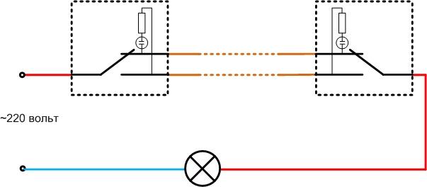 Как подключить выключатель с индикатором подсветки